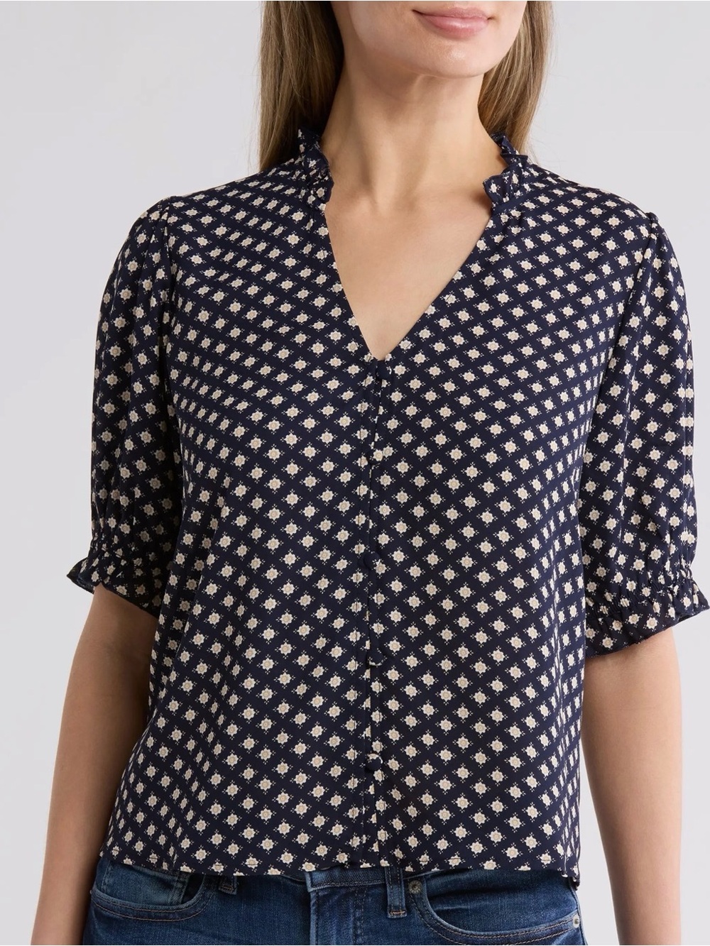 Sanctuary "Fall Into You" Ruffle Button Front Top Blouse